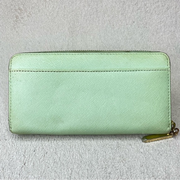 Rebecca Minkoff Saffiano Leather Zip Women’s Wallet-Mint Green-Designer-Luxury - Picture 4 of 12